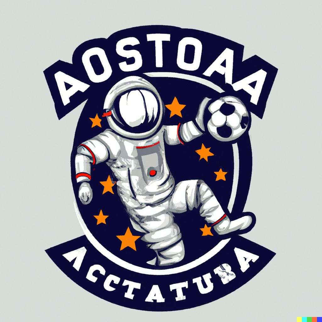 an astronaut, soccer team emblem design